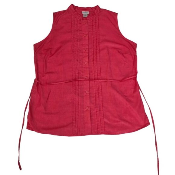 Jaclyn Smith Women's Pink Pintuck Button Front Sleeveless Blouse Size XL - Picture 2 of 11